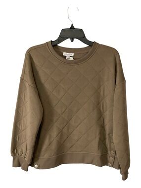 NWT Westbound  PL Diamond Quilted Knit Sweatshirt Side Snaps Tan  $69